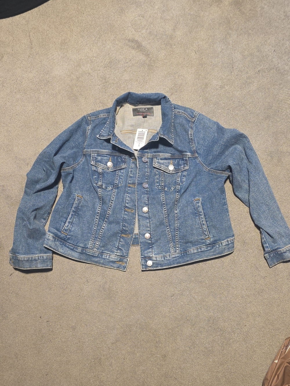 torrid Medium Blue Denim Jacket with Button Front